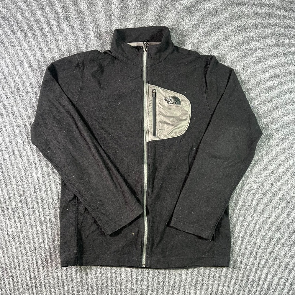 The North Face Fleece Jacket Men Medium Black Full Zip Pocket Warm Winter Hiking